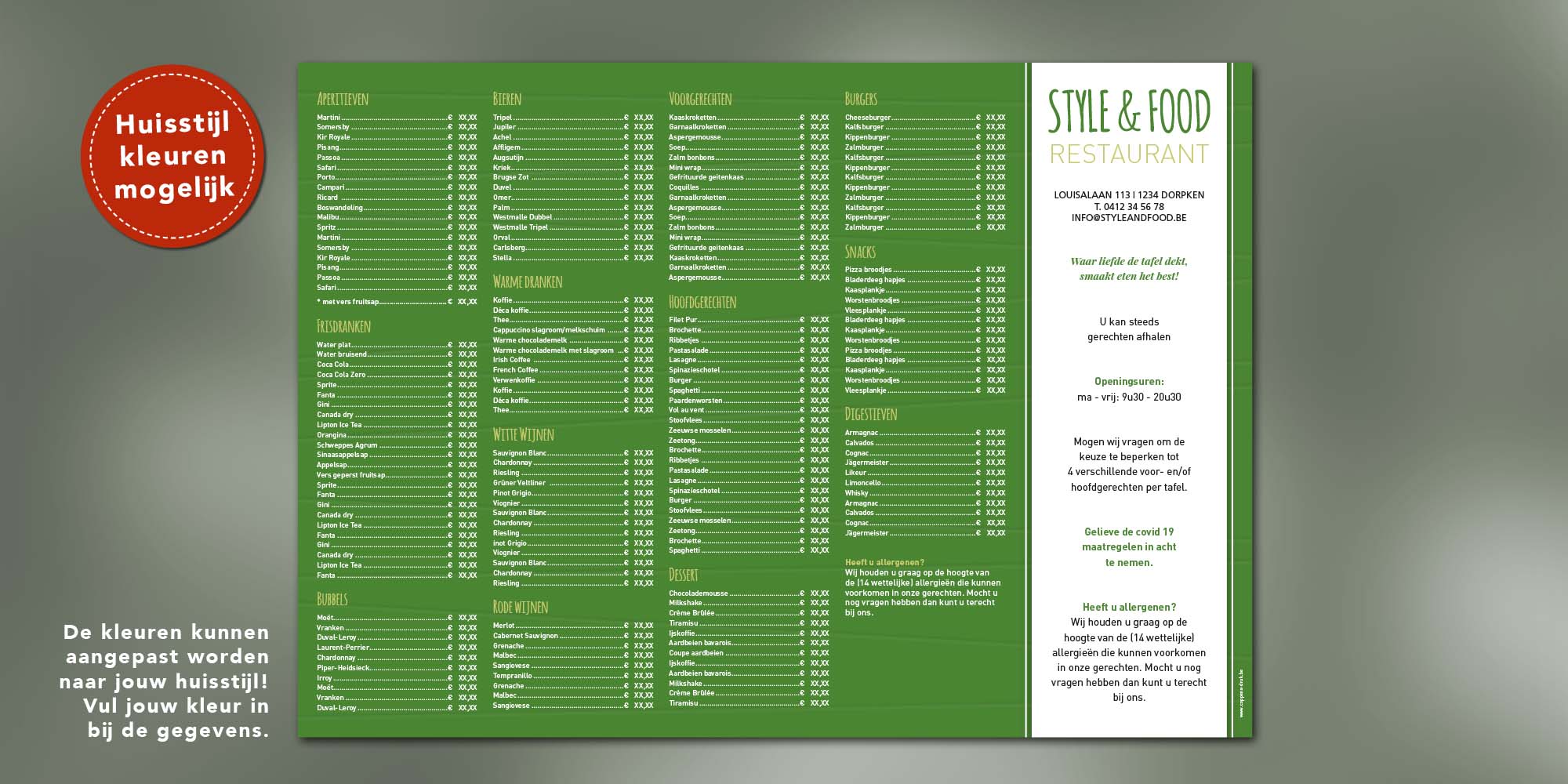 Placemats - Green lines menu